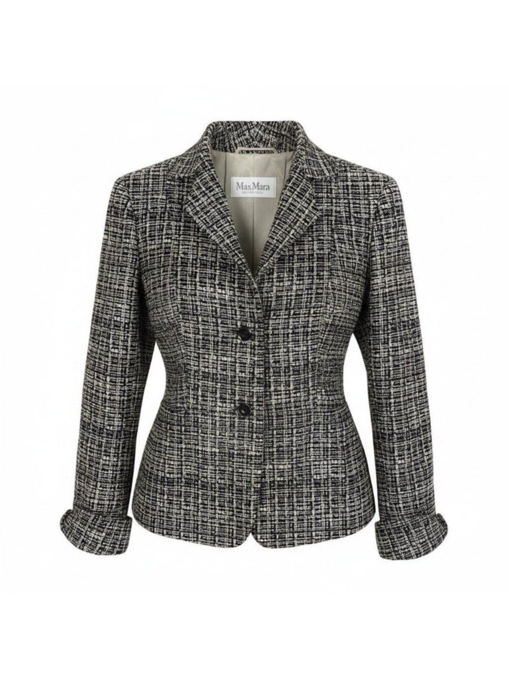 Max Mara Ef3 Tweed Jacket Black Greige